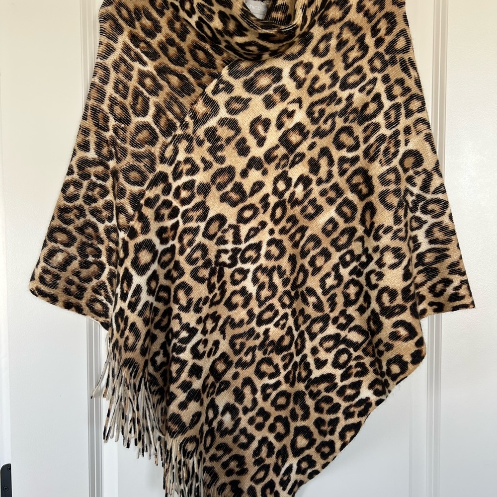 Chico's Animal Print Sweater Poncho